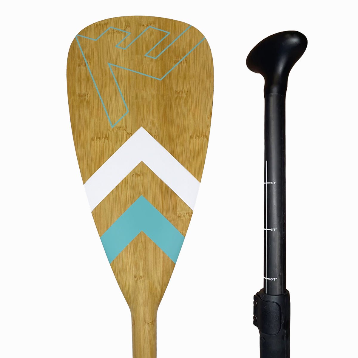 Carbon-Fiberglass Adjustable Paddle with ABS Edge - Bamboo/Caribbean